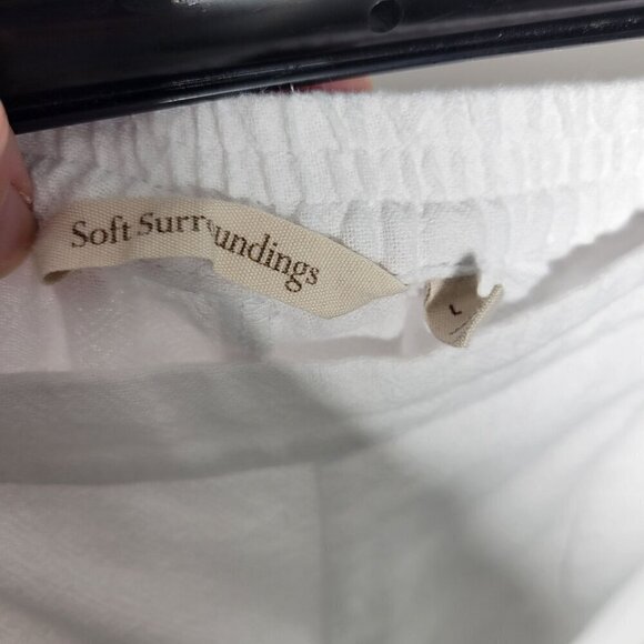 Soft Surroundings Women's White Textured Pull on High Rise Wide Leg Pants Size L - Picture 7 of 8